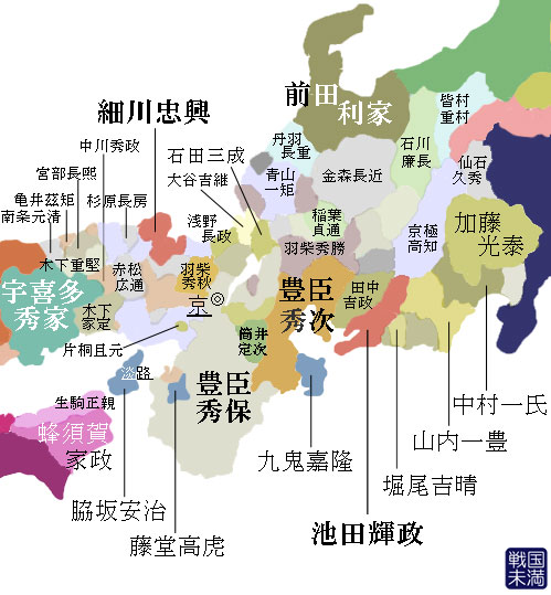 文禄年間 近畿の諸大名配置図